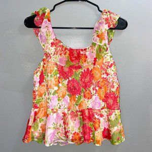 Off the Shoulder Floral Crop Top - Size L